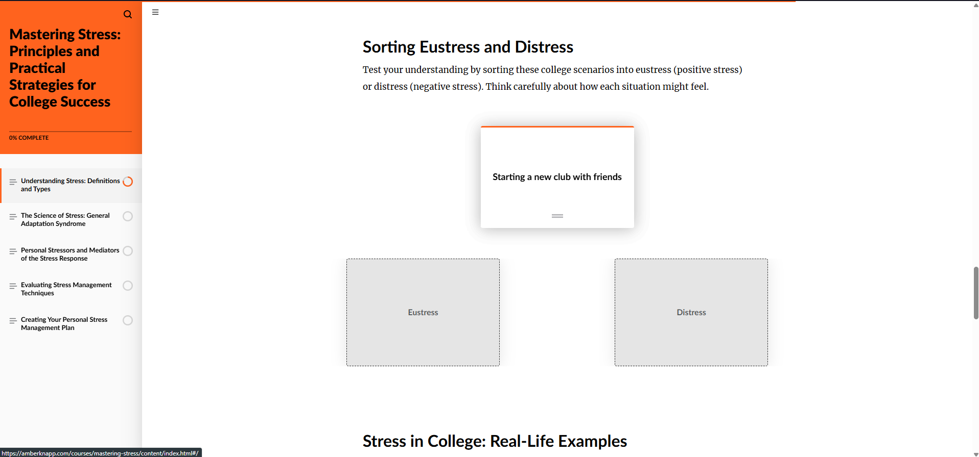 Section 1 — Sorting Eustress and Distress
